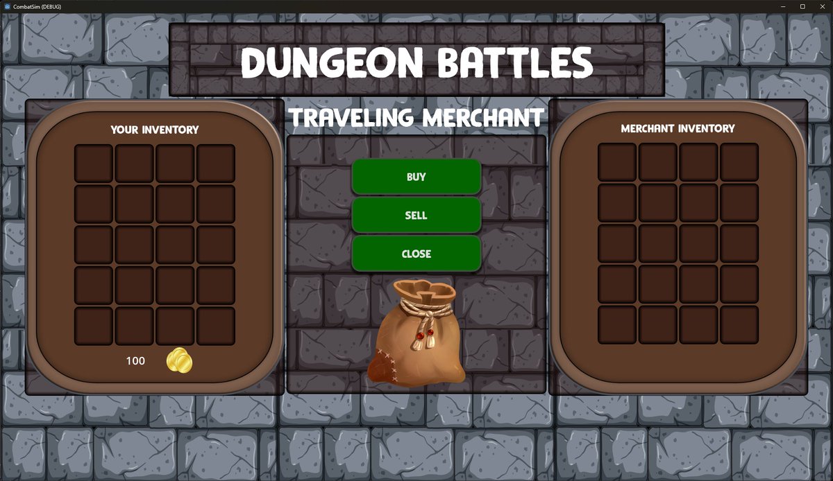 ProfitzTV's tweet image. And just like that...from mock-up to in-game! This will be the Traveling Merchant scene where the player can buy/sell between each battle.
#Godot4 #GDScript #IndieDev #GameDev #TheBaldDev