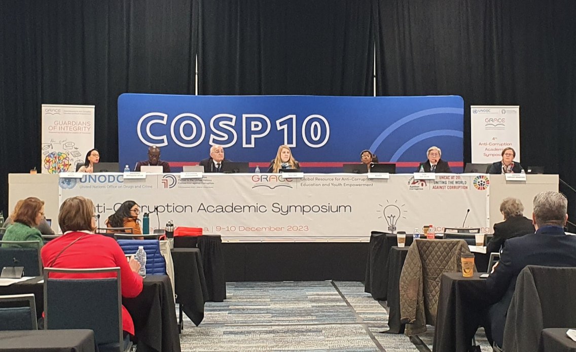 Impossible to summarise all of the fascinating discussions at the @UNODC Academic Symposium conference in Atlanta today but was great to see @uniofgalway's @IrishCentreHR former fellow @kwadwoaa presenting on human rights approaches to anti-corruption #UnitedAgainstCorruption