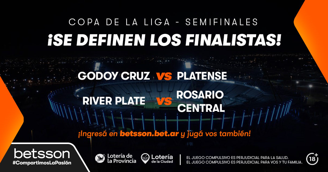 Se vienen las semifinales de la Copa de la Liga !! Y con <a href="/Betsson_ARG/">Betsson Argentina</a> podés jugar y hacer tu mejor jugada!!! Godoy Cruz-Platense y River-Rosario Central. Es tu momento! pba.betsson.bet.ar/apuestas-depor…