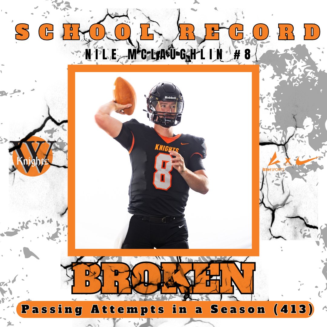 WartburgKnights's tweet photo. Nile McLaughlin has set the Wartburg single-season record for both completions and attempts! https://t.co/ZbrmY77Muz