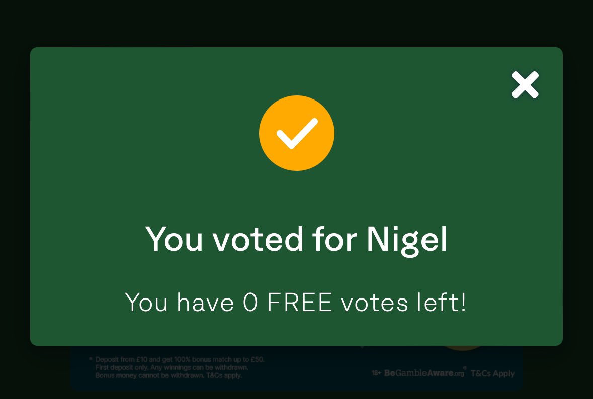 NotFarLeftAtAll's tweet photo. Big 5 for Nige #NigelToWin #ImACeleb #ImACelebrity I don’t normally watch #ImACeleb but this year I wasn’t going to miss it!! #GoNigel #NigelForPM https://t.co/DEwKTGyIXn