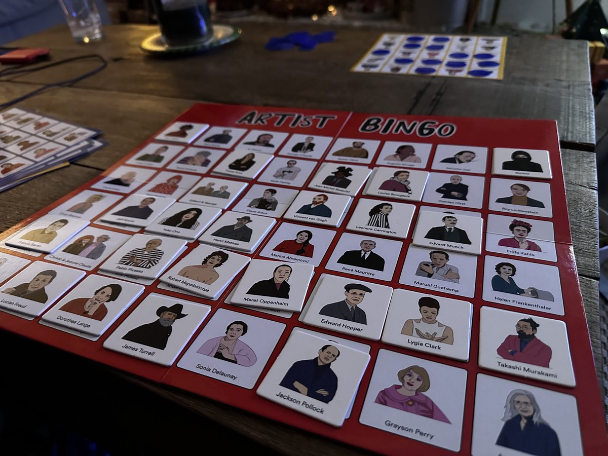 ChelseaGoz's tweet image. Playing artist bingo with the kids. I’m making up bingo calls like “one ears enough…van Gough”. They don’t think I’m funny 🤷‍♂️