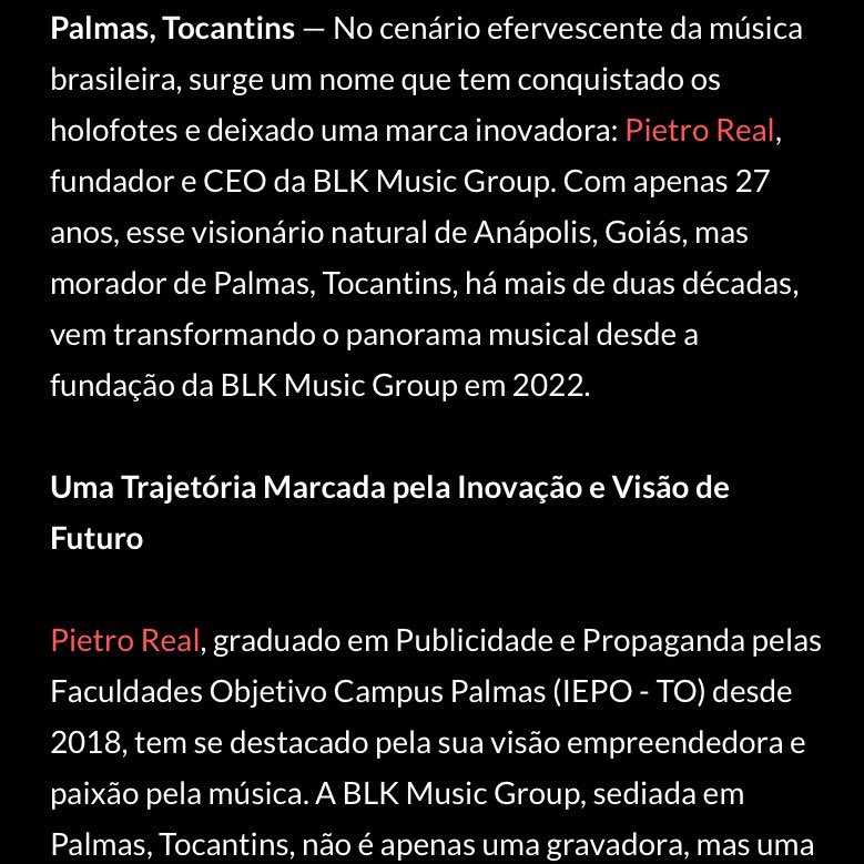 blkmusicnews's tweet photo. Ao falar sobre as recentes conquistas, Pietro Real enfatiza: "Estamos construindo uma comunidade musical forte, onde cada artista tem o suporte necessário para atingir seu potencial máximo. Acreditamos na diversidade e na força única de cada talento."

https://t.co/MlH1HLw0ki https://t.co/O0XPdKMY3D