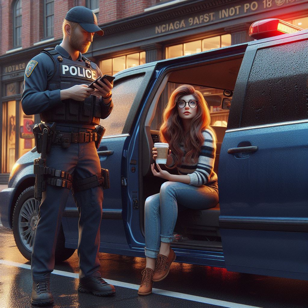 RP WILL BE IN HER BLU TOWN AND COUNTRY VAN ON THE NE SIDE OF CITY HALL TO SPEAK TO AN OFFICER. SHE SAW SOMETHING SUSPICIOUS ON THE INTERNET AND WANTED TO SHOW IT TO AN OFFICER