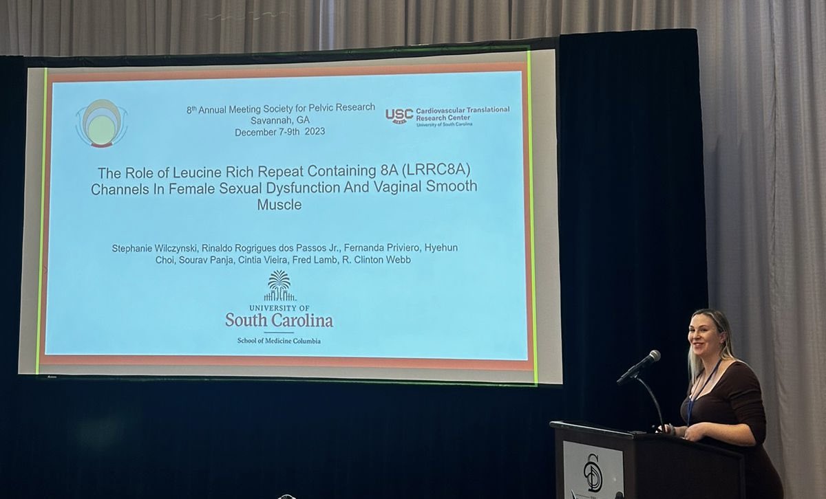 CARDIOVASCULAR TRANSLATIONAL RESEARCH CENTER (@ctrc_uofscsom) on Twitter photo To wrap up the session on male and female sexual (dys)function, our graduate student <a href="/SAWilczynski/">Stephanie Wilczynski</a> did a wonderful job presenting her work on LRRC8A in female sexual dysfunction. Great talk, Steph! <a href="/rinaldo_passos/">Rinaldo R. dos Passos, PhD</a> <a href="/_cintiavs/">Cintia Vieira</a> <a href="/FerPriviero/">Fernanda Priviero</a> <a href="/Gisele_F_Bomfim/">Gisele F Bomfim</a> #PelvRes23 To wrap up the session on male and female sexual (dys)function, our graduate student <a href="/SAWilczynski/">Stephanie Wilczynski</a> did a wonderful job presenting her work on LRRC8A in female sexual dysfunction. Great talk, Steph! <a href="/rinaldo_passos/">Rinaldo R. dos Passos, PhD</a> <a href="/_cintiavs/">Cintia Vieira</a> <a href="/FerPriviero/">Fernanda Priviero</a> <a href="/Gisele_F_Bomfim/">Gisele F Bomfim</a> #PelvRes23
