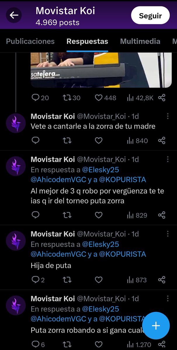 FanatiKoi's tweet photo. Es momento de tumbar la cuenta a este enfermo mental, no es ni la primera ni la última vez que hace esto, de hecho prácticamente sólo se dedica a insultar a la gente. Denunciad todos esta cuenta @Movistar_Koi https://t.co/slYX9EkSOi