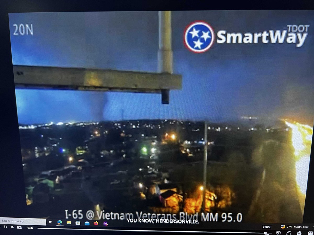 DCrewsWX's tweet photo. A Tornado Emergency has been declared just north of Nashville as a confirmed, “catastrophic,” tornado moves through Hendersonville. Based on damage photos I’ve seen, storms moving through central TN have been incredibly violent. 📸 Ballard Co. TN EM https://t.co/vZRGOZR2jY