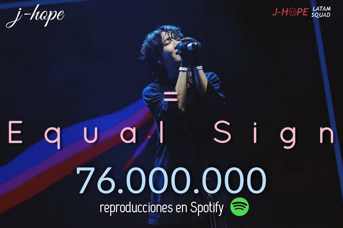 "= Equal Sign" de j-hope ha superado los 76 MILLONES de reproducciones en Spotify.🥳

🔗open.spotify.com/track/70XnKsO3…

Felicidades j-hope y sigamos apoyando fuerte "Jack In The Box" 

#jhope #제이홉 #JackInTheBox <a href="/BTS_twt/">방탄소년단</a>