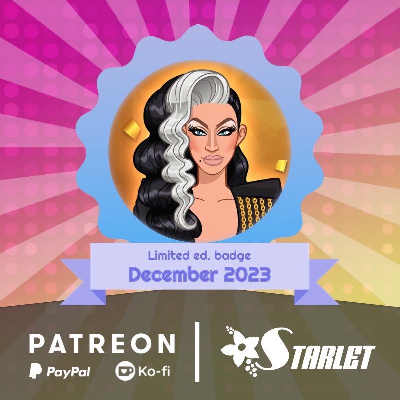 StarletDrag's tweet photo. 🚨New Badge Alert!🚨
December 2023's edition features Michelle Visage!
Support &amp; collect:
✨Patreon: https://t.co/HAVDXjUEXB
🎈Ko-Fi: https://t.co/jd4n55kcwN
🎊PayPal: https://t.co/6aMUZRxbJS
Gratitude to our patrons! https://t.co/yPhlrjz4gL