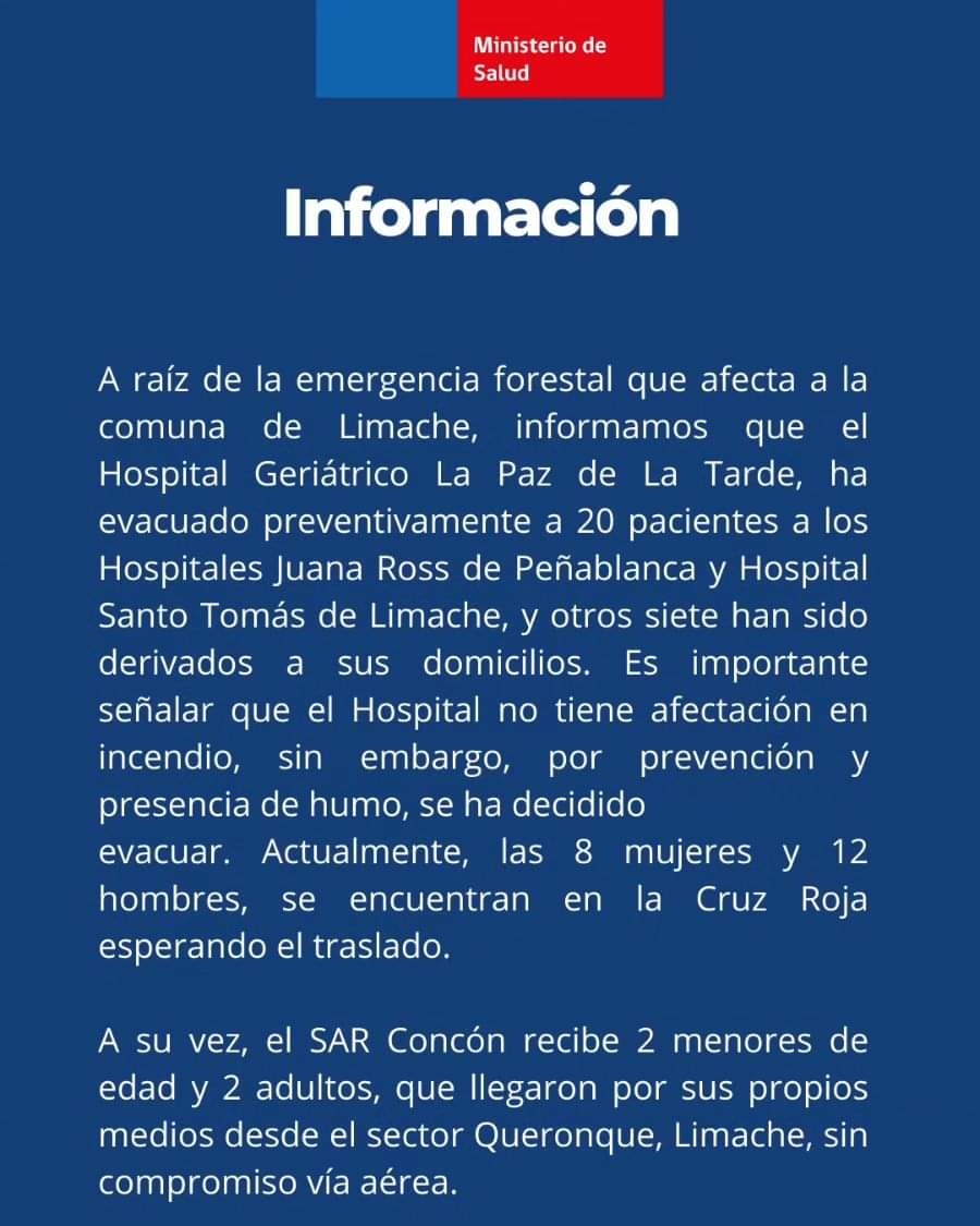 Hospitalfricke's tweet photo. @SSVinaQuillota informa que 🚨 COGRID está en funcionamiento, adoptando acciones y medidas preventivas ante la emergencia, e informa sobre el Hospital Geriátrico de Limache. 
#alerta #contingencialimache https://t.co/9Mr2ayEHyi