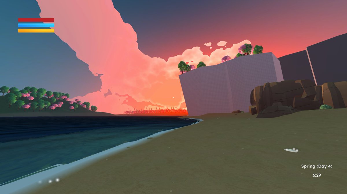 MochiHeron's tweet photo. It's been a while since the last update on Project Dewlight. I've been prototyping mechanics like exploration, crafting, base building, seasonal crops. Aim to deliver an open-world wholesome adventure.
#indiegamedev #indiedev #gamedev #projectdewlight #screenshotsaturday https://t.co/rr6j73VwLv