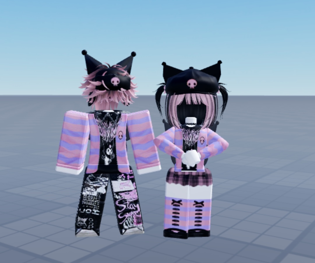 dumbussus's tweet image. cute Sanrio outfits matching ^^ 
Shop here : roblox.com/groups/3342282…
#robloxfits #robloxclothingdesigner #robloxdesign #robloxclothes