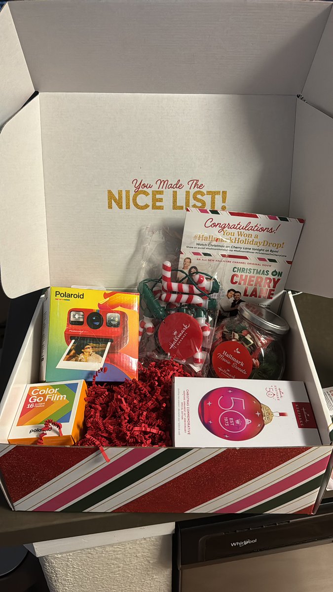 Swefin's tweet photo. I made the Nice List!! Pleasant surprise received from @hallmarkchannel @gofooji early christmas present 🎁 thank you! #HallmarkHolidayDrop #HallmarkWinner #ChristmasOnCherryLane https://t.co/u3Rh12sgKL