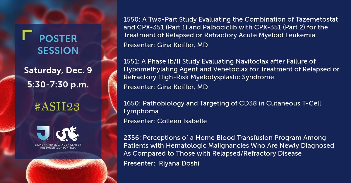 Check out the SKCC research being presented at today’s #ASH23 poster session!