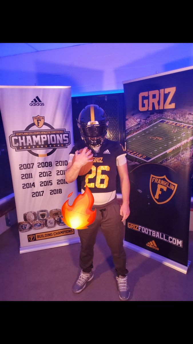 after a amazing visit and great talk with <a href="/AlanHensell/">Alan Hensell</a>  and <a href="/Coach_McElwain/">Ryan McElwain</a> I’m blessed to receive my first official offer to Franklin College #GrizFB #FranklinCollege