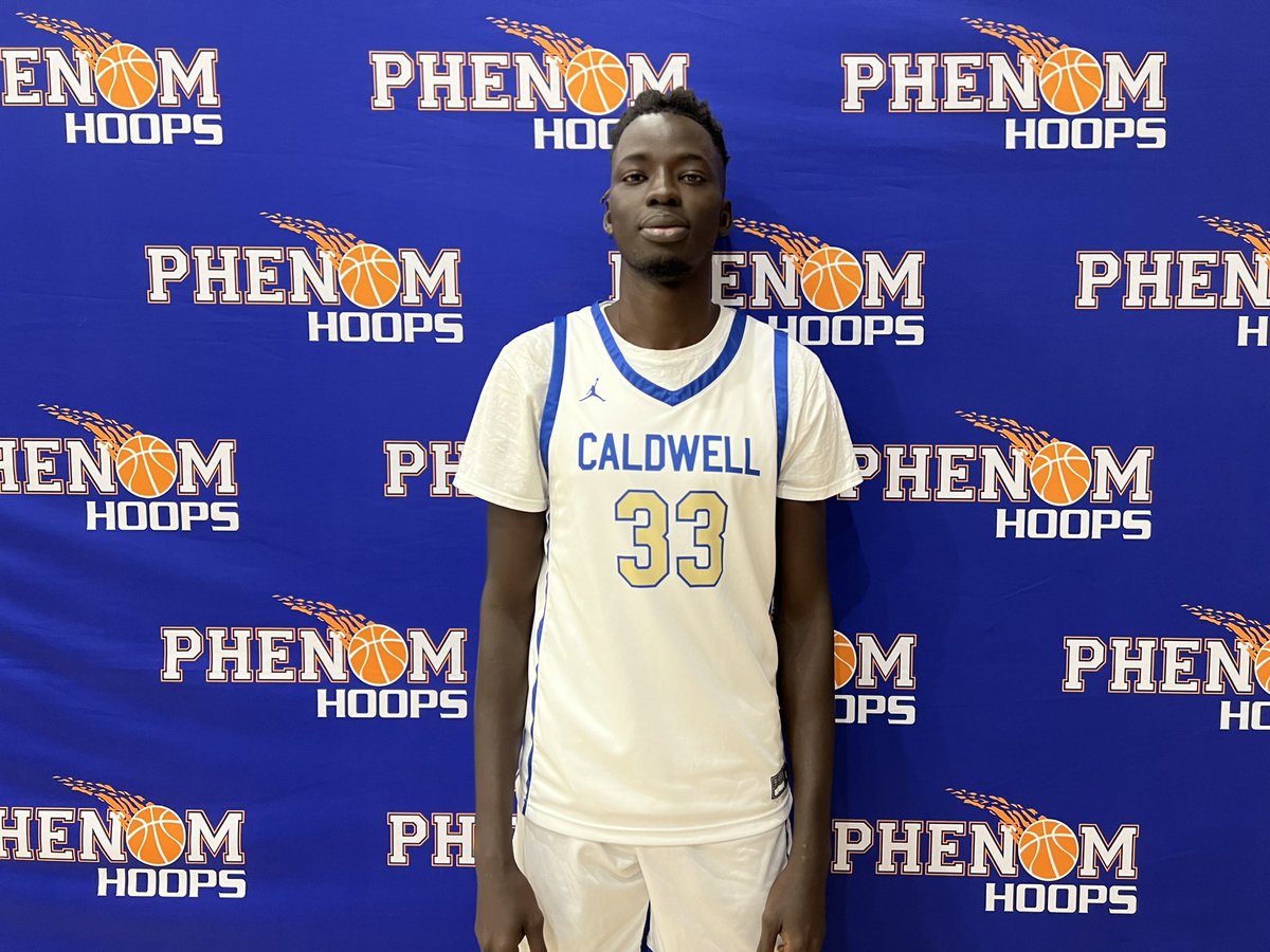 6'9 2024 Ahmed Jawo (Caldwell) another player who deserves more recognition. Long, athletic forward. Extremely active defensively &amp; on the glass. Blocks / alters multiple shots. Scores on drop offs and put backs. #PhenomTourneyTown
