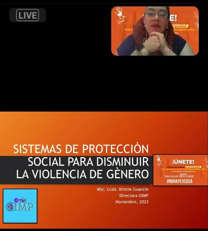KrisGuancin's tweet photo. Hoy a un paso de finalizar los 16 días de activismo de la OIMP. Me ha tocado hablar sobre los Sistemas de Protección Social. Tema que me apasiona puesto que son un mecanismo para proteger a los más vulnerables y superar los circulos de violencia y pobreza. #NoHayExcusa #UNETE https://t.co/Rm7LA36r0L