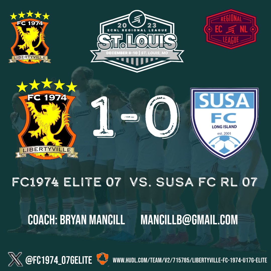 A extra time win today against a tough <a href="/susa_academy/">SUSA Academy</a>  team. This team has a ton of grit. Last game of the showcase tomorrow 9:50 Field 4. <a href="/FC1974GLSA/">GLSA FC 1974 Libertyville</a> <a href="/CoachBMancill/">Bryan Mancill</a> <a href="/ECNLgirls/">ECNL Girls</a> <a href="/TheECNL/">The ECNL</a> <a href="/ImYouthSoccer/">ECNL/GA/Recruiting/College Soccer</a>  <a href="/ImCollegeSoccer/">College Soccer Truth ™</a> <a href="/RainaSoccer/">Raina Schmitt</a> <a href="/skylerFC1974/">Skyler Sullivan</a> <a href="/JohannaMSoccer/">Johanna Machado</a>  <a href="/dahlia_r14/">Dahlia Rodriguez</a>