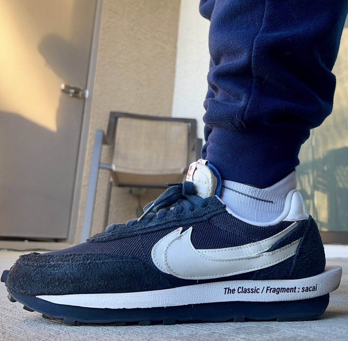 theleviedwards's tweet photo. December 9th, 2023
Nike LDWaffle x sacai x Fragment “Blackened Blue”
Went on an extensive search earlier this year to find these for the price I wanted. One of my favorite collab sneakers in my alma mater Samford blue.
#25DaysofKicksmas | #KOTD https://t.co/Rt7s7EJ7BP