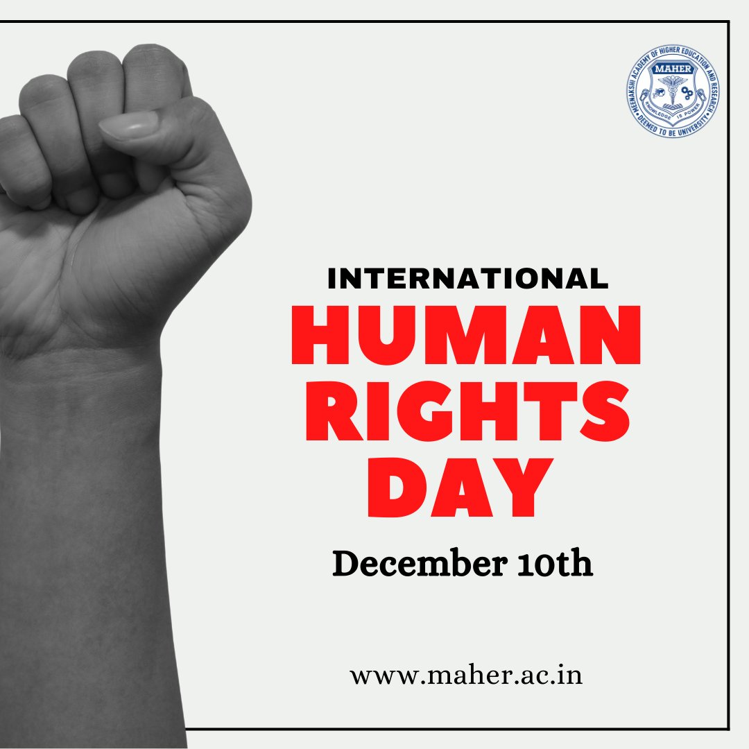 MAHER_Offl's tweet image. Join us in celebrating International Human Rights Day by advocating for a world where justice prevails, equality flourishes, and human rights are upheld for all. 🌍✨ #HumanRightsDay #JusticeForEveryone#mahercares
