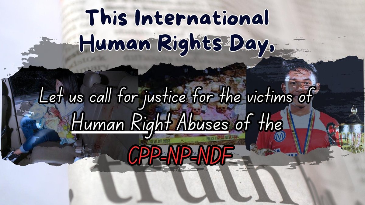 forpeace_oneph's tweet photo. As we celebrate HUMAN RIGHTS DAY,👊👊👊
May we not forget the victims whose Right To Life were violated by the CPP-NPA-NDF.

These groups LITERALLY and BRUTALLY "FIGHT" innocent victims -for their rights.😡
#HumanRightsDay
#ABOLISHCPPNPANDF
#StopTheLies https://t.co/BsOGkbZzDX
