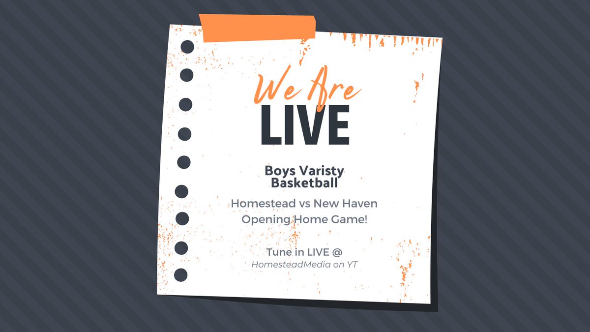 We're LIVE with the Homestead Varsity boys basketball home opener! 
Homestead vs. New Haven
Make sure to tune in LIVE @ HomesteadMedia on YT!🏀
