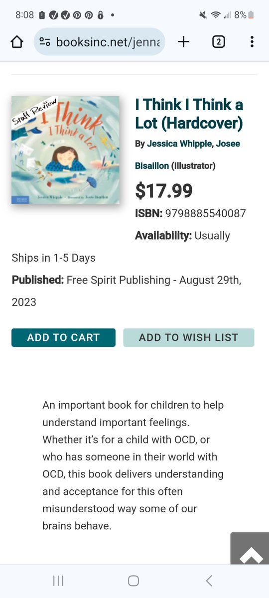Jessica Whipple (@jessicawhippl17) on Twitter photo Just heard from a friend that San Francisco author #JennaWaldman shared some of her favorite books with <a href="/BooksIncStores/">Books Inc. 📚🌉</a> readers. Among them was I THINK I THINK A LOT. Thank you, Jenna!
<a href="/joseebis/">Josée Bisaillon</a> <a href="/FreeSpiritBooks/">Free Spirit Publishing</a> <a href="/esc_key/">Emily Keyes</a> #OCD #anxiety #neurodiverse Just heard from a friend that San Francisco author #JennaWaldman shared some of her favorite books with <a href="/BooksIncStores/">Books Inc. 📚🌉</a> readers. Among them was I THINK I THINK A LOT. Thank you, Jenna!
<a href="/joseebis/">Josée Bisaillon</a> <a href="/FreeSpiritBooks/">Free Spirit Publishing</a> <a href="/esc_key/">Emily Keyes</a> #OCD #anxiety #neurodiverse