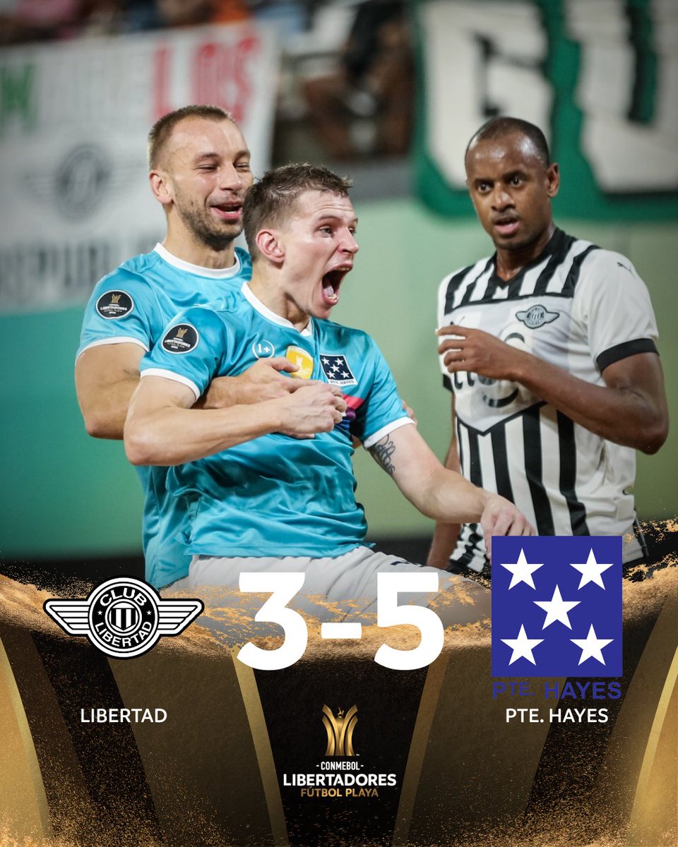 CONMEBOL Libertadores Fútbol Playa (@libertadoresfp) on Twitter photo 🔥 ¡Se quedó con la victoria!
⚽ 🏆 En un partidazo de ida y vuelta, <a href="/ClubPHayes1907/">Club Presidente Hayes</a> venció a <a href="/LibertadPlaya/">Libertad Fútbol Playa</a> por 5-3 en el cierre de la jornada de semifinales de la CONMEBOL #LibertadoresFP 🔥 ¡Se quedó con la victoria!
⚽ 🏆 En un partidazo de ida y vuelta, <a href="/ClubPHayes1907/">Club Presidente Hayes</a> venció a <a href="/LibertadPlaya/">Libertad Fútbol Playa</a> por 5-3 en el cierre de la jornada de semifinales de la CONMEBOL #LibertadoresFP