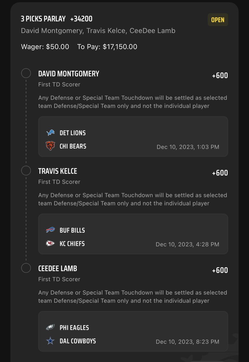 _NickyTheGreek's tweet photo. NFL Sunday First Touchdown Parlay🏈

$50 ➡️ $17,150.00 🚀

When this hits, I will give away $100 to 10 people who Like/RT this tweet and follow me!

Time to Break The Books💰💥 #GamblingTwitter #GamblingCommunity

🔗 https://t.co/JjIx4xE99H https://t.co/bfulWmgzYg