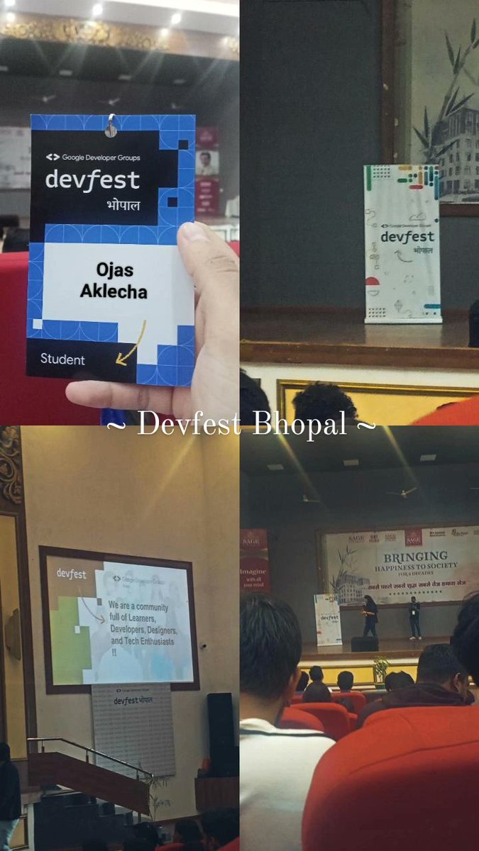 At #DevFest2023 Bhopal!! Lessgo!! Getting to know about latest technologies like High Tech Low Code, Micro Frontend @BhopalCoders 

More updates to come 👇🚀