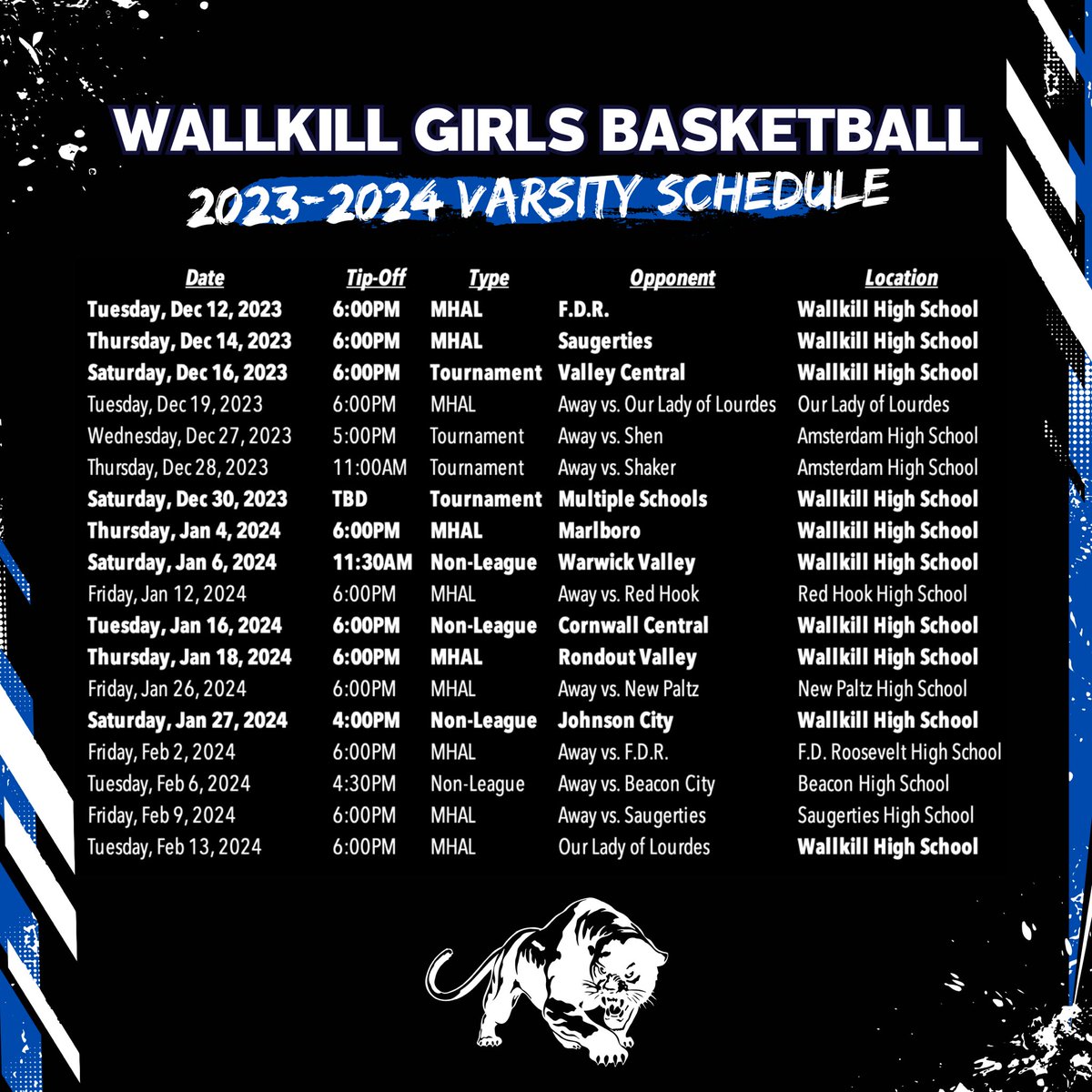 Excited to begin the 2023-2024 season! Come out and support the Panthers this season, starting with our home opener this Tuesday vs. FDR! 🏀🐾