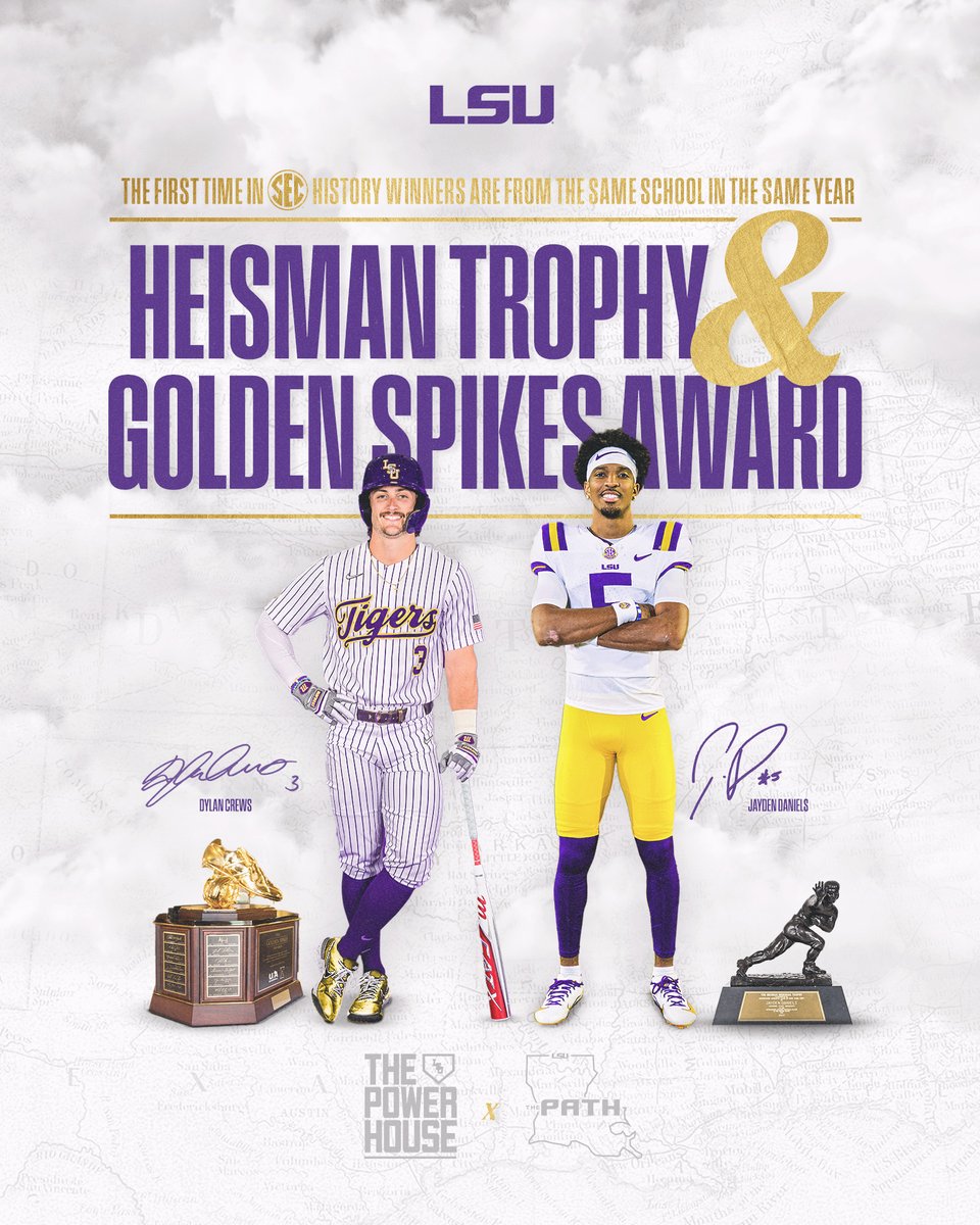 LSU Tigers (@lsusports) on Twitter photo From The Path to The Powerhouse, the Tigers are winners
Congratulations, <a href="/JayD__5/">Jayden Daniels</a>! From The Path to The Powerhouse, the Tigers are winners
Congratulations, <a href="/JayD__5/">Jayden Daniels</a>!