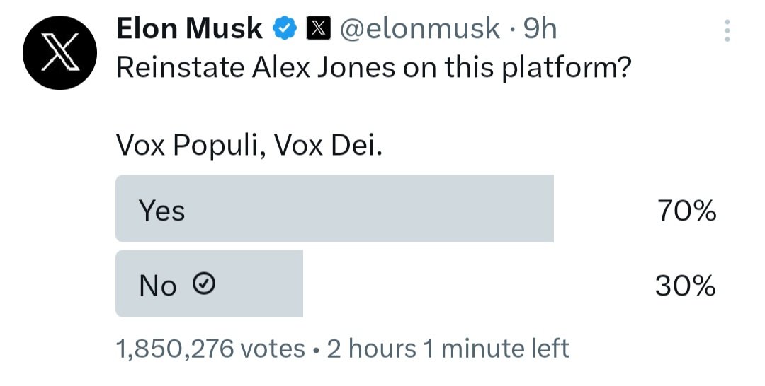 Does Elon Musk love his kids more than money? Don’t know. But I know that a year ago he publicly outlined his position on reinstating Alex Jones at Twitter, and I know his supposedly principled stand came before it was necessary for him to get as many cash cows here as possible.
