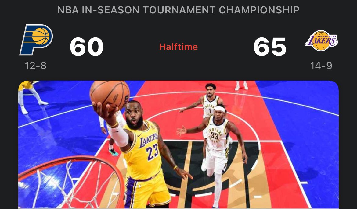 Who is watching the #NBA #InSeasonTournament #NBACup #LakeShow #BoomBaby  Halftime: