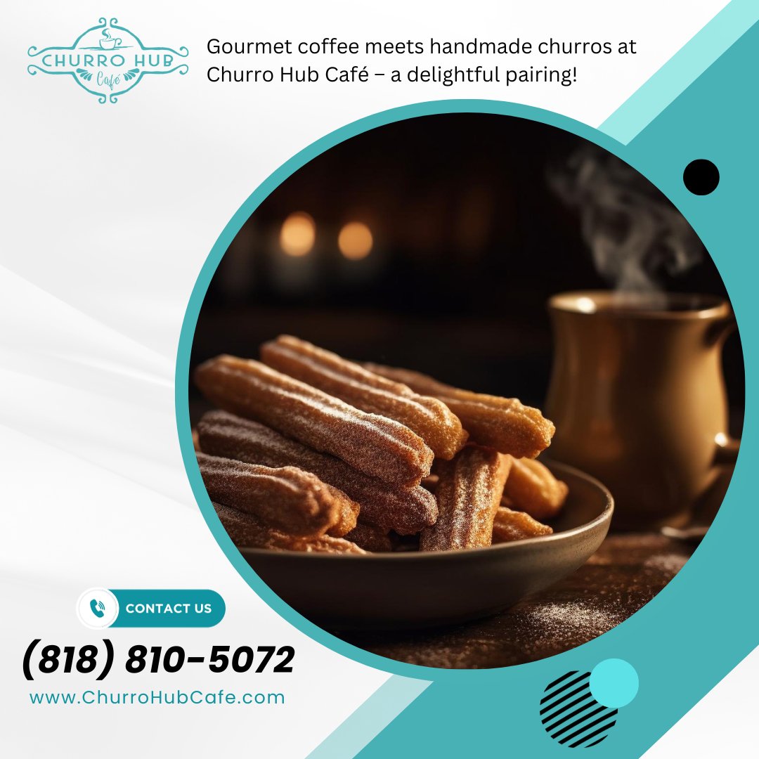 Discover the art of coffee pairing at Churro Hub Cafe, Arleta's top coffee spot. Enjoy premium coffee with fresh, handmade churros. Dive into flavor! A match made in coffee heaven. Call us at (818) 810-5072. #CoffeePairing #Churros
