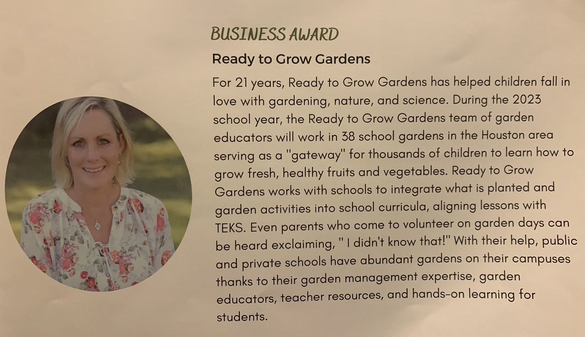 So proud of Stephanie for being recognized at the Texas Children in Nature conference for “going above and beyond to improve the lives of children in Texas through strengthening their access and connection with nature.” @readygrowgarden @TXchildren
