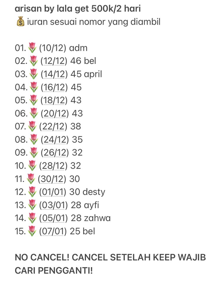 ada yang mau ikut arisan get 500k/2 hari gaaa? masi ada slot untung nihh bisa get desember juga #zonauang #zonaba