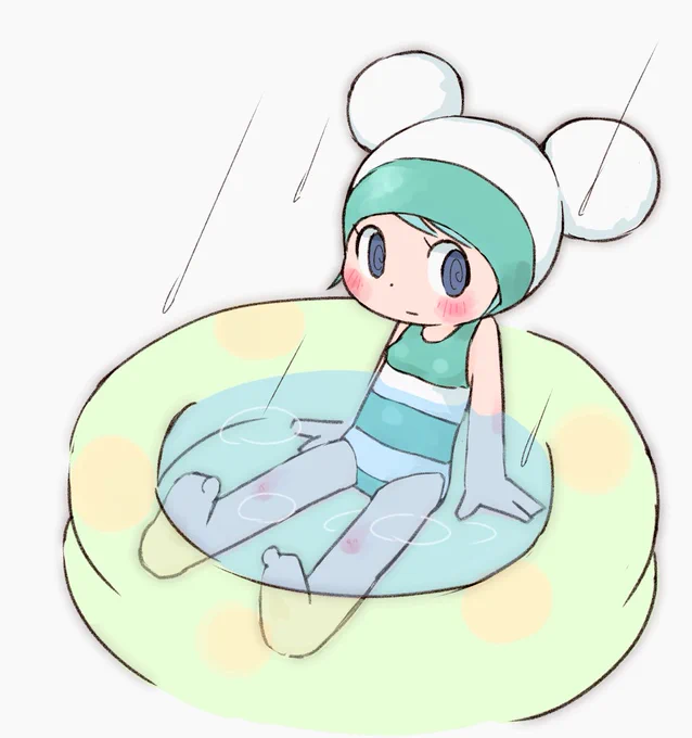 オチビサソの頭巾のたまの中が気になる… 夏の行水でも脱がないみたいだし。