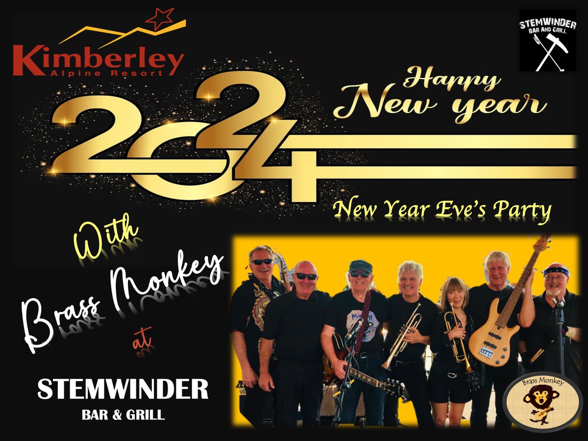 Stemwinder proudly presents our New Year's Eve Party ringing in 2024 featuring local favourites- BRASS MONKEY performing party and dance classics! This is a night you do not want to miss!
Tickets –$60 plus tax, per person available from Guest Services at Kimberley Alpine Resort.