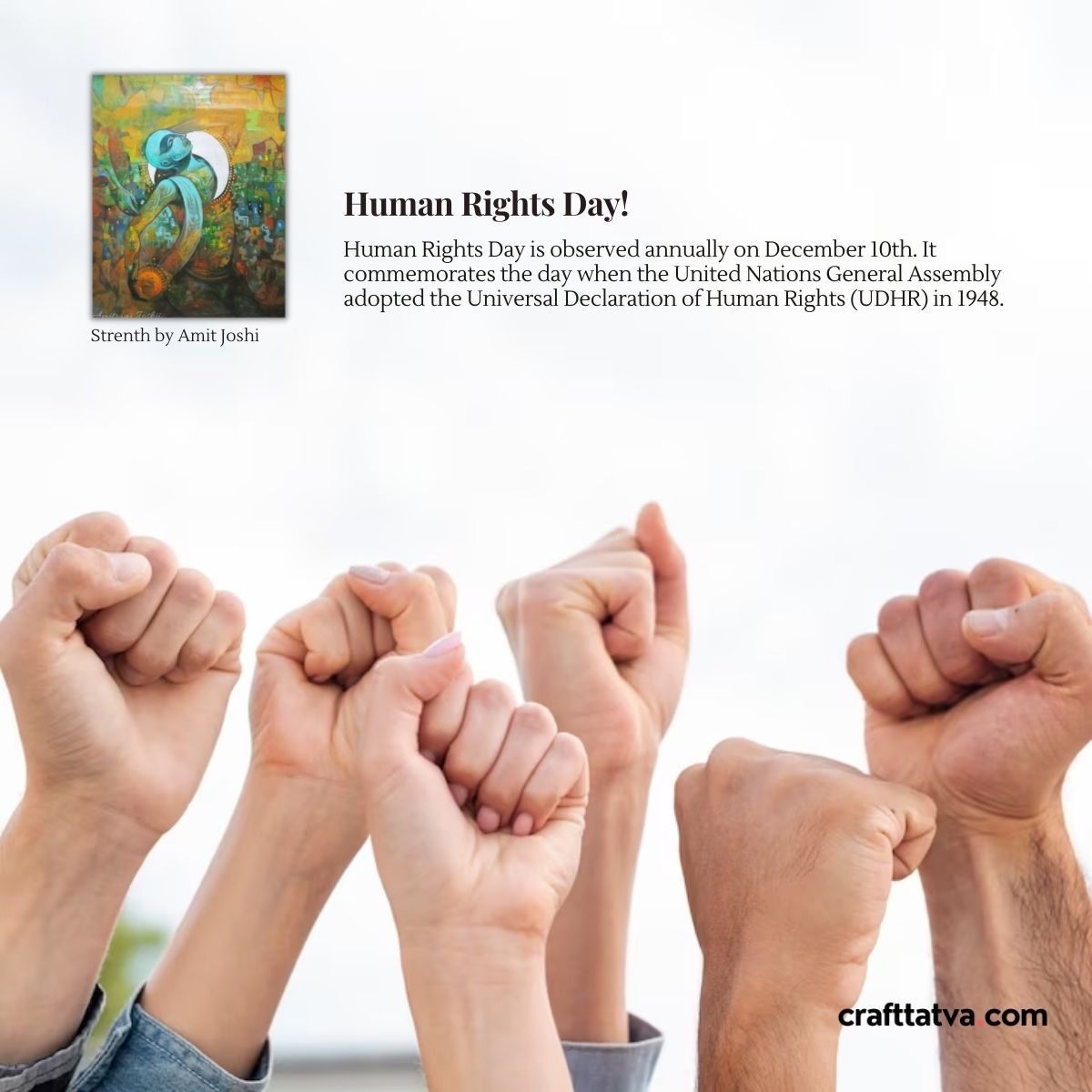 CraftTatva's tweet photo. Human Rights Day: Celebrating the inherent dignity and equal rights of every person, everywhere. https://t.co/EItF8mZBky