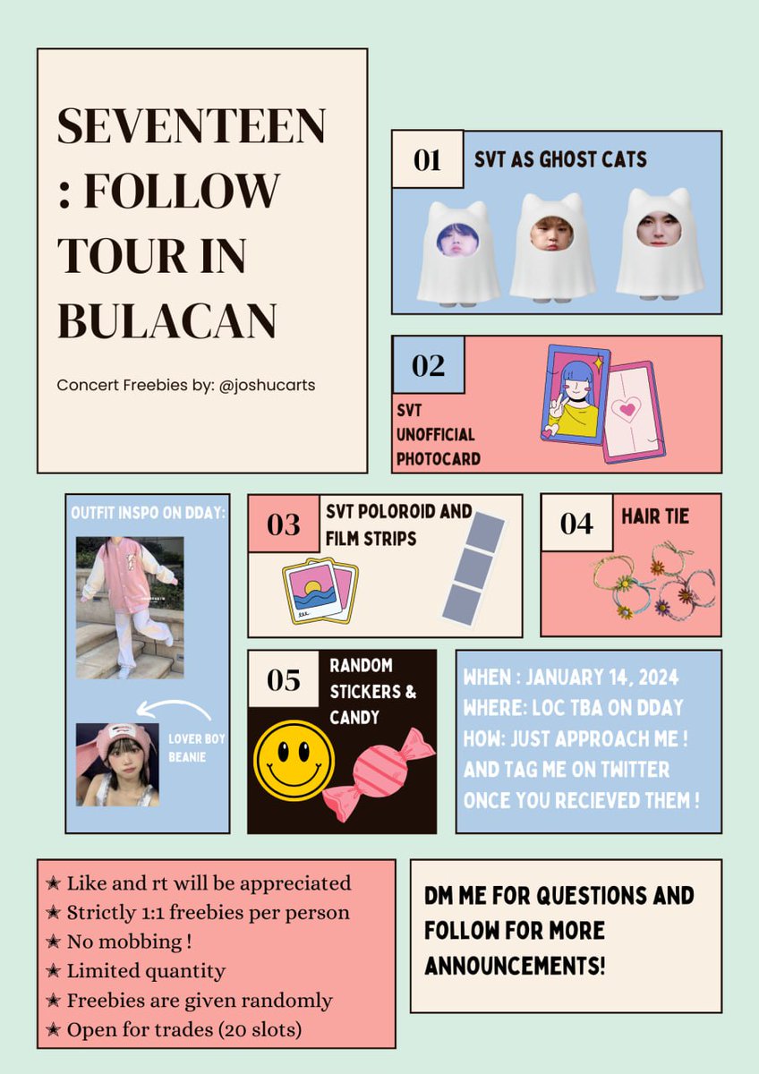 joshucarts's tweet photo. follow to bulacan freebies | day 2 💌

hi carats! i will be giving away small freebies დ

✮ rt + like + follow (highly appreciated!) 
✮ strictly 1:1 ratio
✮ will post loc on d-day
✮ open for trades ! 

#SEVENTEEN
#FOLLOW_TO_BULACAN #SVT_TOUR_FOLLOW https://t.co/tsdxNT4DtV