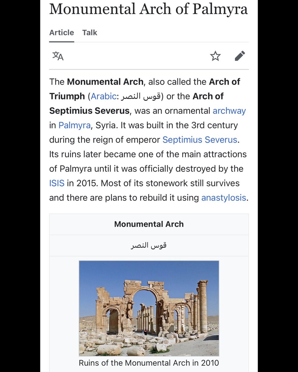 StygianCharters's tweet photo. 1 of 2: Why is a replica of the Monumental Arch of Palmyra (temple of Bel/Baal) making its rounds around the world?

There’s no explaining this one away. It’s an Occam’s razor scenario. Definitely unsettling. https://t.co/0awCp4dRx5