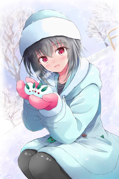 【Skeb】雪遊びをする天宮咲楽ちゃんを描かせていただきました。咲楽ちゃんはリクエストいただいたフォロワーさんのウチの子です! #Skeb