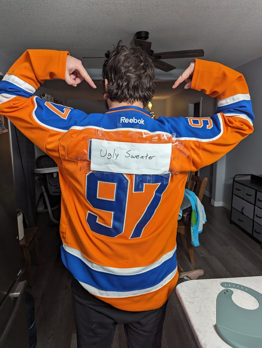 tannsteve's tweet photo. The blue in this jersey really brings out my eyes. It's a shame really. #UglySweaterParty https://t.co/BDWy60X9cc