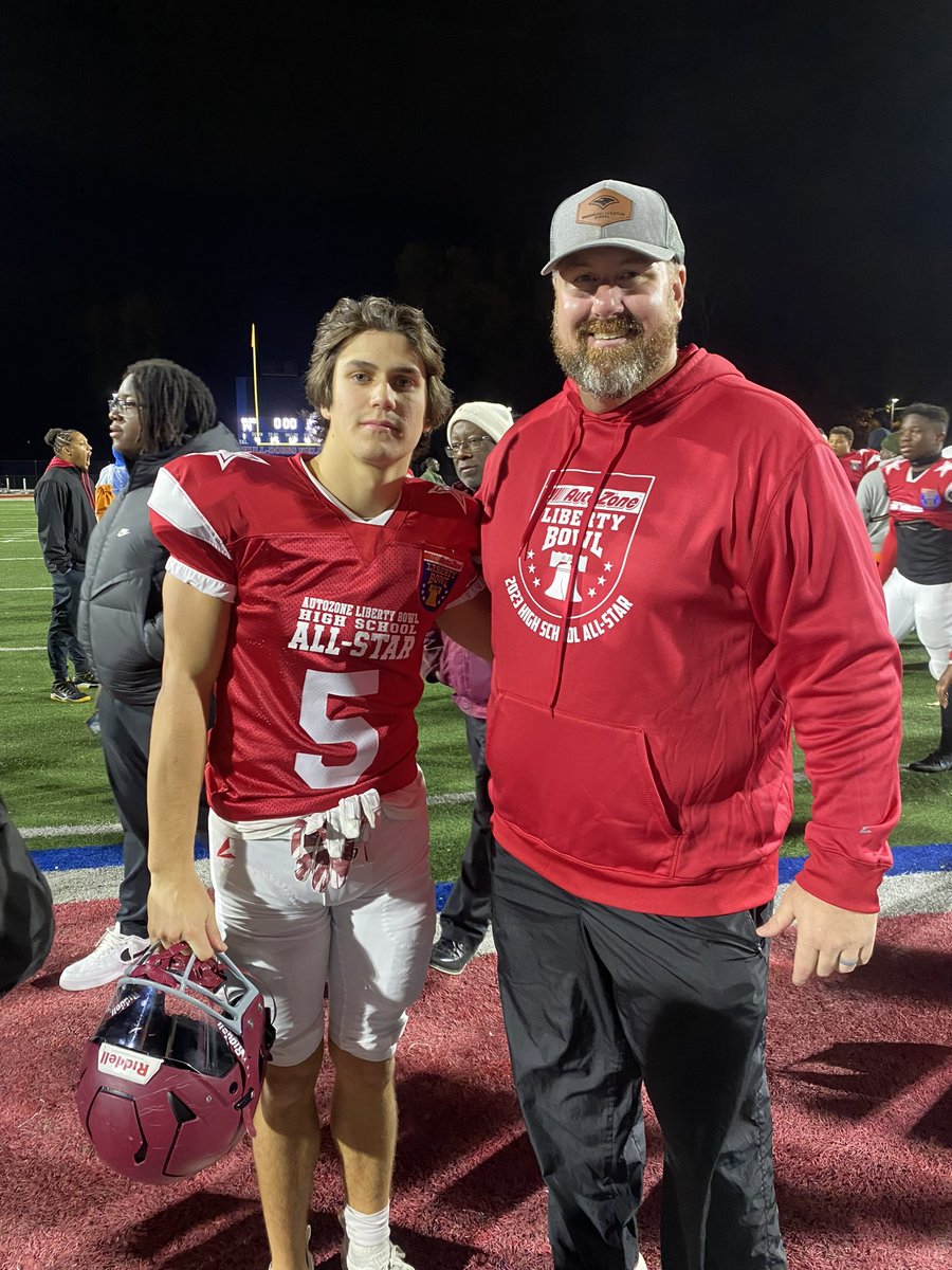 Congratulations to Max Stegall and Coach Butler for their Red team winning the AutoZone Liberty Bowl High School All-Star game today! #GoEagles
