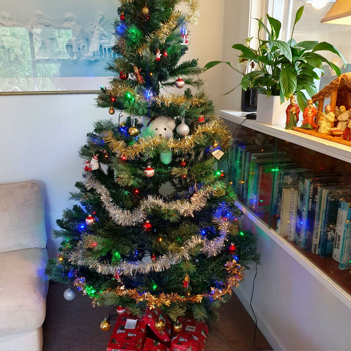 MaiseyMorley's tweet image. Surely no-one will notice me hiding in the Christmas tree?  Meri Kirihimete - only 16 days to go!!  🎄🎅
#christmas #kiwiauthor #kidsbook #booksforkids #merrychristmas #polarbear  #maiseymorleysfirstchristmas #christmasbook #christmasbooksforkids