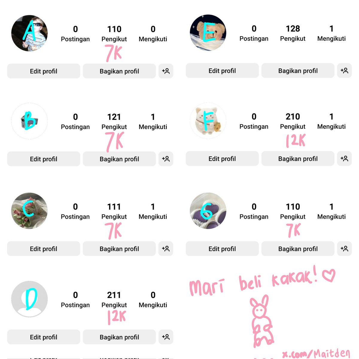 Maitden's tweet photo. ☆ want to sell akun instagram 

— followers hasil mutualan
— bekas pemakaian pribadi
— bisa untuk acc rl/rp/ba

minat? dm ya ♡

t. wts wtb acc akun ig instagram tawarin mau jual beli ig
#zonauang #zonaba https://t.co/IIkOOrxj7Y