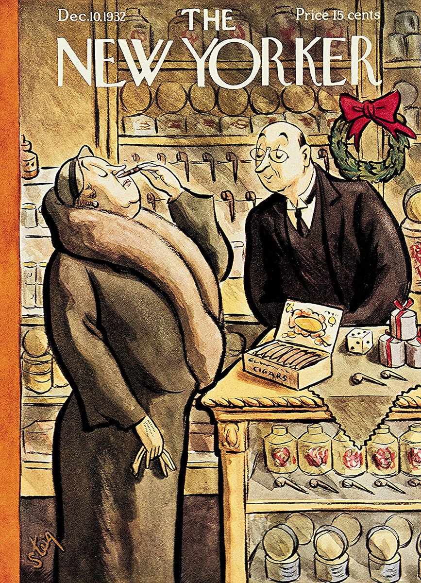 #OTD in 1932
(Xmas shopping for him)
Cover of The New Yorker, December 10, 1932
William Steig
#TheNewYorker #WilliamSteig #Christmasshopping #Christmas #Natale #holidays #XmasGifts #Christmaspresents #cigars #tobacconist #mensfashion #womensfashion #1930s