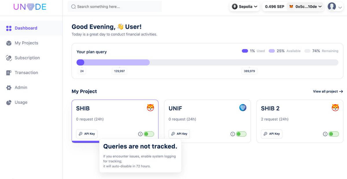 UNoDE queries will not be tracked unlike other providers! System logging will be possible for QA but always auto-disabled after 72 hours. More info to come this week!