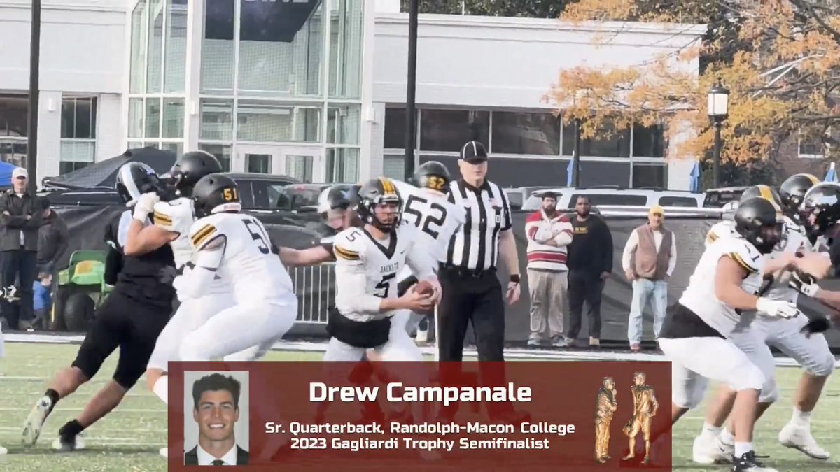 I also want to pay honor to Drew Campanale (<a href="/campanale5/">Drew Campanale</a>) of <a href="/RMCfootball/">𝗥𝗔𝗡𝗗𝗢𝗟𝗣𝗛-𝗠𝗔𝗖𝗢𝗡 𝗙𝗢𝗢𝗧𝗕𝗔𝗟𝗟</a>.

We learned today from Coach Arruza that Drew was banged up since Week 1 of the Playoffs, although he continued to play to try to get his team to the Stagg Bowl. The ups and downs of Drew’s college career